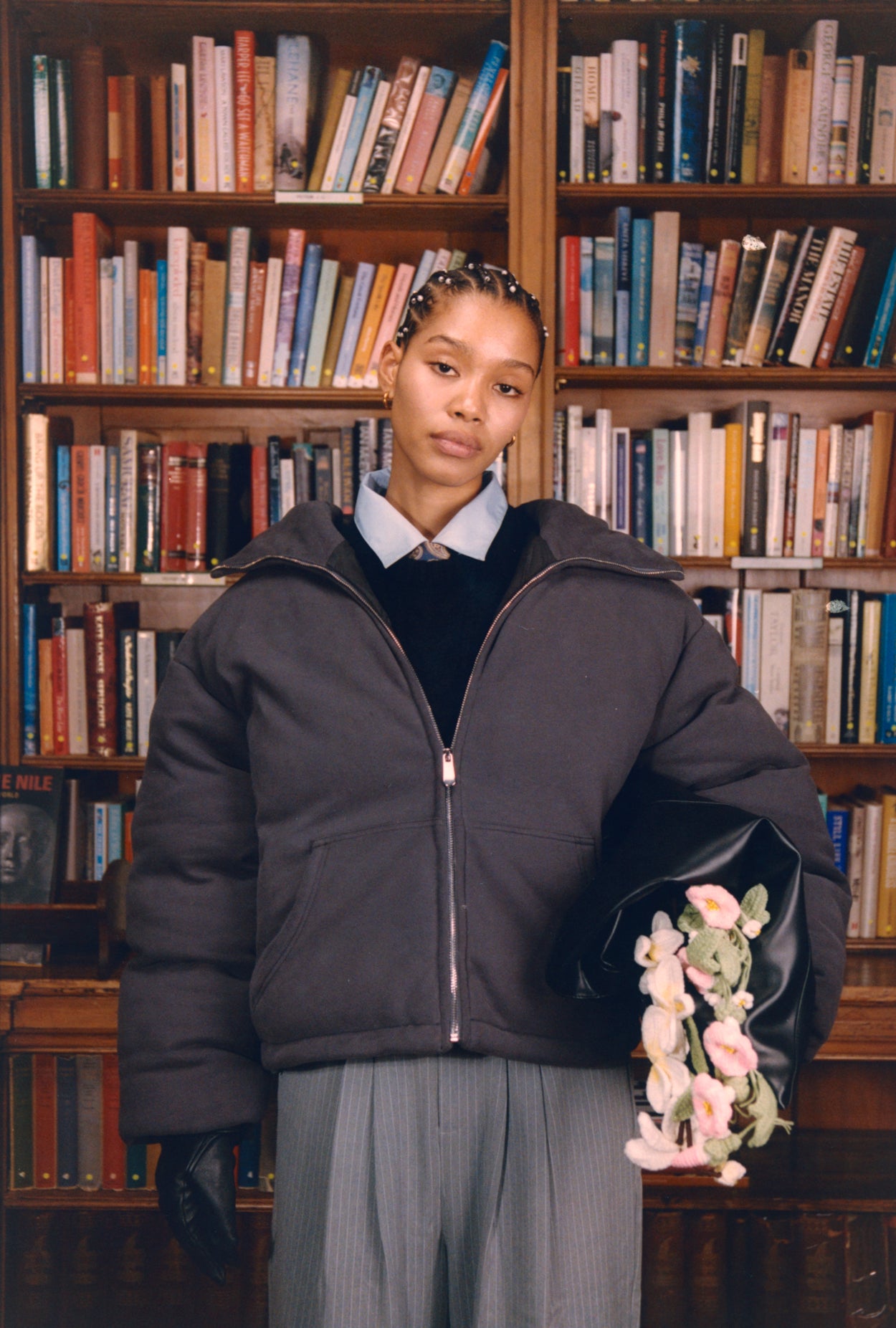 Nichijō Washed Black Cotton Heavyweight Puffer Jacket