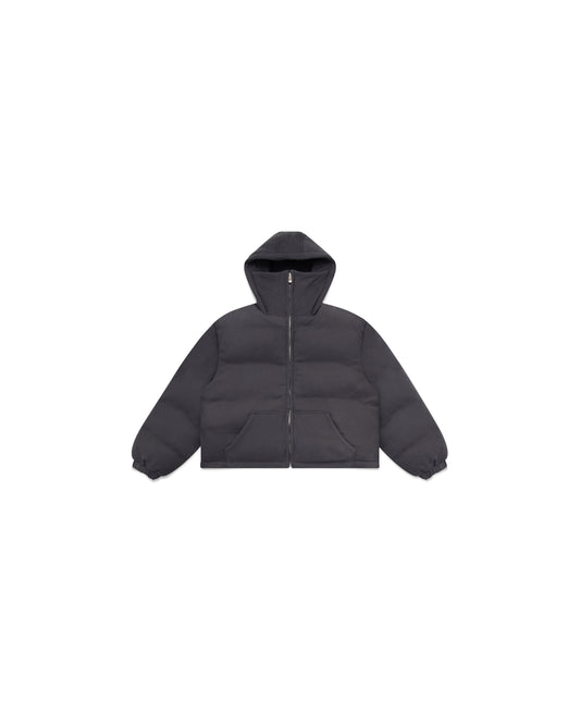 Nichijō Washed Black Cotton Heavyweight Puffer Jacket