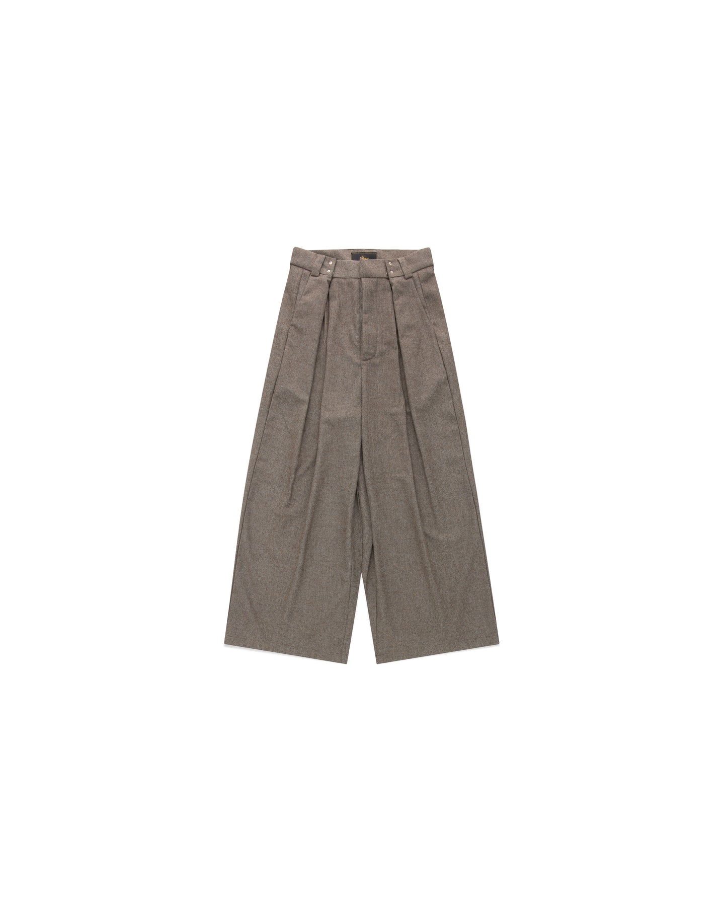 Gyokudō Light Brown Adjustable Pleated Wide Leg Wool Suit Pants